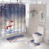 Winter Wonderland Bathroom Decor Set: 4-Piece Christmas Snowman Shower Curtain and Rug Set with Hooks - Adorable Snowman Snowflake Scene Design for a Festive Holiday Bathroom Makeover - Perfect Xmas Gifts & Decor