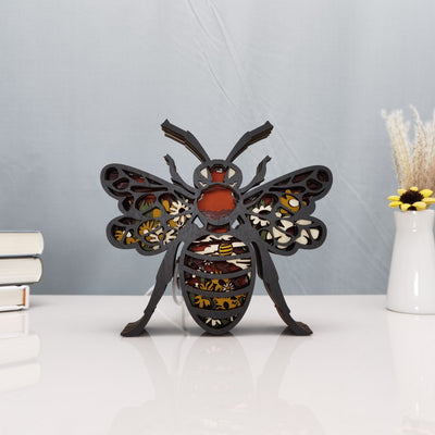 Bee 3D Wooden Art Carving: A Charming Home Decoration and Unique Holiday Gift with Artistic Night Light - Perfect for Mother's Day!