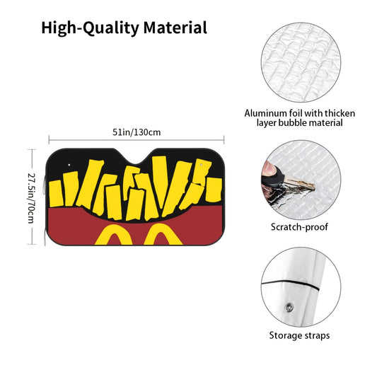 Cartoon Chips Car Windshield Sun Visor: Creative and Foldable Front Window Shade for Trucks, Cars, SUVs, and More - High-Quality and Affordable Solution