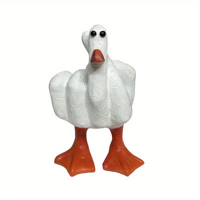 Lucky Duck Hand Gesture Statue: A Creative Garden and Christmas Decoration