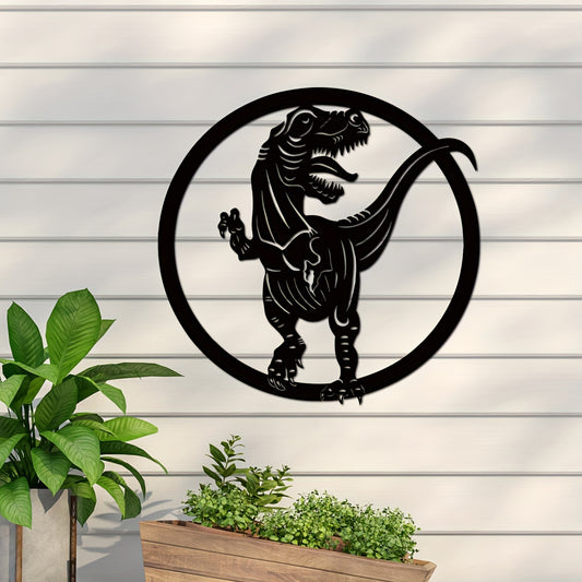 Discover a mesmerizing display of dinosaur meta art with Dinosaurs Unleashed! This Tyrannosaurus Rex metal sign and mural combines scientific expertise with stunning visuals, making it a must-have for any dinosaur enthusiast. Transform your space with this unique and educational piece, perfect for any home or office.