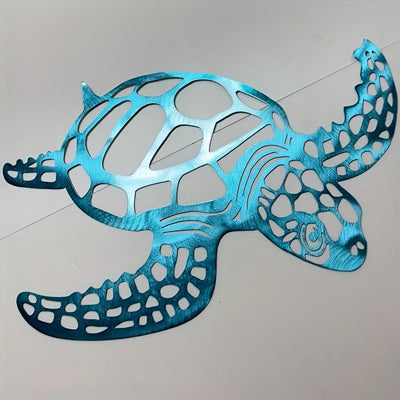 Metal Art Sea Turtle Ornament: A Charming Beach Theme Decor for Indoor Living Rooms