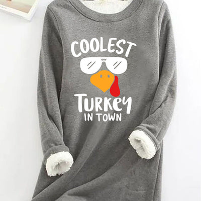 Adorable Turkey Print Pullover Sweatshirt: Cozy and Stylish Long Sleeve Sweatshirt for Women