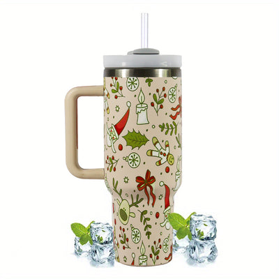 40oz Stainless Steel Christmas Tumbler with Lid - Thermal Water Bottle for Home, Office, and Travel - Perfect Summer Drinkware and Birthday/Christmas Gift!