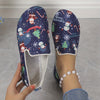 Festive Comfort: Women's Christmas Print Flat Shoes – Lightweight Slip-Ons for Casual Style