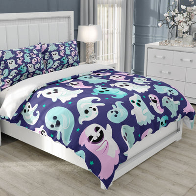 Whimsical Halloween Themed Duvet Cover Set: Cartoon Little Devil Print for Kids' and Guest Rooms