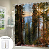 Transform Your Bathroom with a Stunning Forest Scenery: Water-Resistant Shower Curtain with Hooks - Premium Bathroom Decorative Curtain