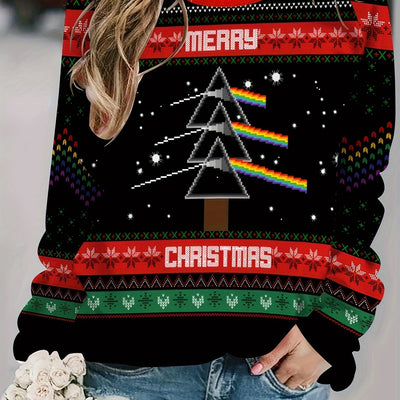 Warmth and Festivity Combined: Christmas Allover Print Pullover Sweatshirt for Women