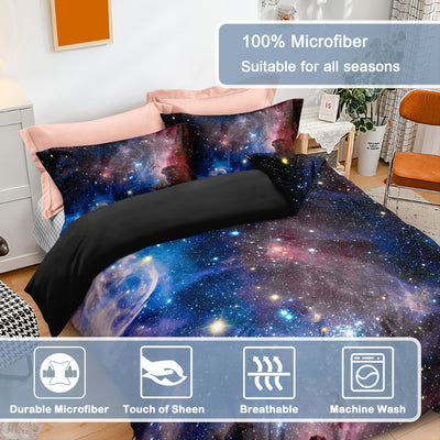 Galactic Dreams: Red Starry Sky Bedding Set for Guest Room - Includes Duvet Cover and Pillowcases (No Core)