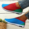 Women's Breathable Knit Slip-On Sneakers: Colorblock Style for Casual Outdoor Trainers