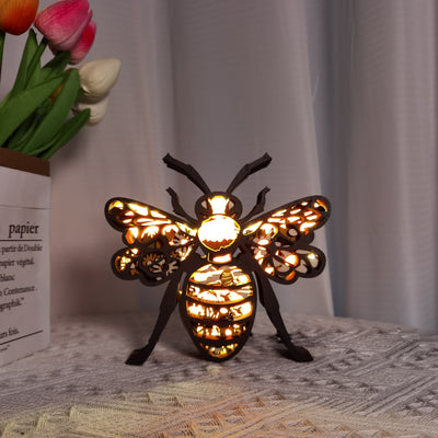 Bee 3D Wooden Art Carving: A Charming Home Decoration and Unique Holiday Gift with Artistic Night Light - Perfect for Mother's Day!
