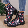 Festive Footwear: Women's Santa Claus Print Short Boots for a Stylish Christmas