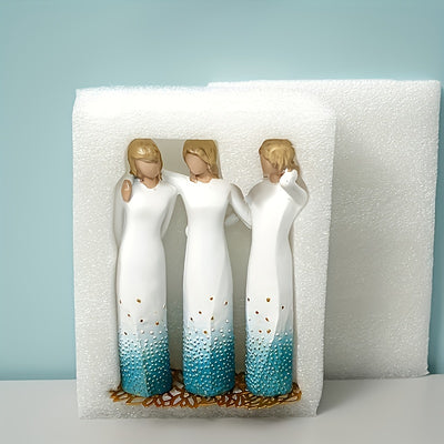 Three Sisters Resin Statue: Exquisite Hand-Painted Figure Sculpture for Faith and Living Room Décor, Ideal for Christmas, Thanksgiving, Wedding Anniversary, or Home Gift