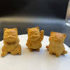 Cute and Playful Boxwood Carving Cat: The Ideal Wealthy Little Cat Handle for Modern Home Decor