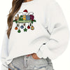 Cozy and Chic: Letter Graphic Pattern Pullover Sweatshirt for Women's Fall-Winter Wardrobe