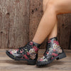 Fearlessly Fashionable: Women's Skull Floral Print Ankle Boots - The Ultimate Halloween Statement