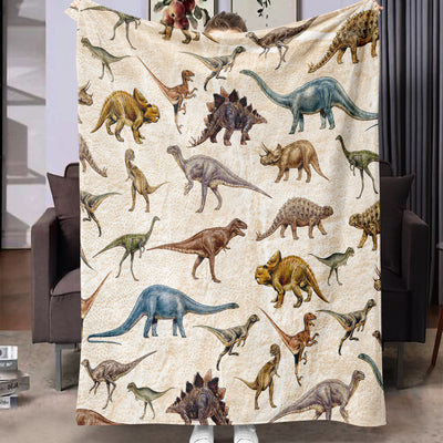Snuggle Up with Dinosaur Printed Flannel Blanket - Soft & Comfy for Kids & Adults at Home, Picnics, & Travel! - Perfect Christmas/Halloween/Birthday Gift!
