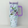 40oz Floral Pattern Tumbler With Lid And Straw, Stainless Steel Thermal Water Bottle With Handle, The Perfect Gift for Any Occasion