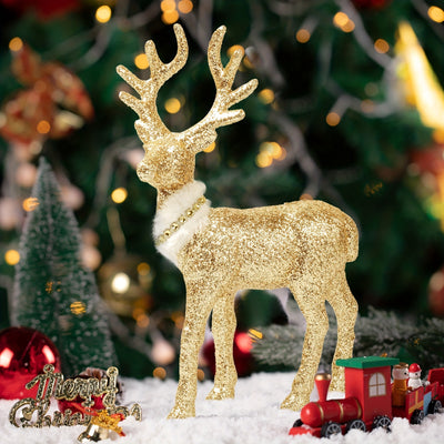 Glittering Golden and Silvery Standing Reindeer Decorations for Tabletops: Add a Touch of Winter Magic to Your Space!