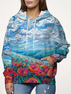 Floral Majesty: Stylish and Comfy Kangaroo Pocket Hoodie for Women