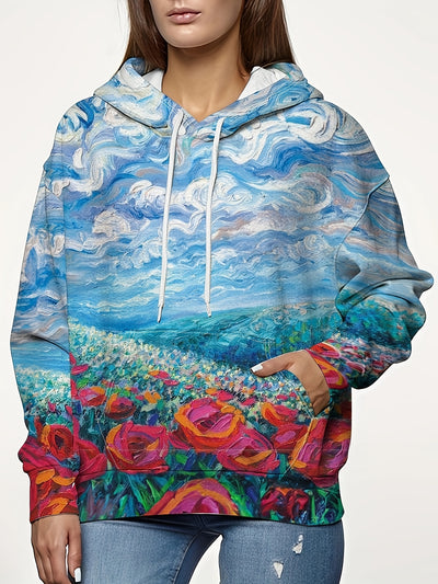 Floral Majesty: Stylish and Comfy Kangaroo Pocket Hoodie for Women