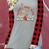 Ring in the Fabulous 2024 with Our Happy New Year Print T-Shirt: A Stylish & Casual Long Sleeve Top for Women