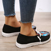 Lightweight Geometric Pattern Canvas Shoes for Women - Non-Slip Low Top Casual Walking Shoes in Black