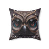 Owl Lover Pillow Cover, Crystal Owl Pillow Cover, Metallic Shiny Owl Lover, Animal Lover, Spun Polyester Square Pillow