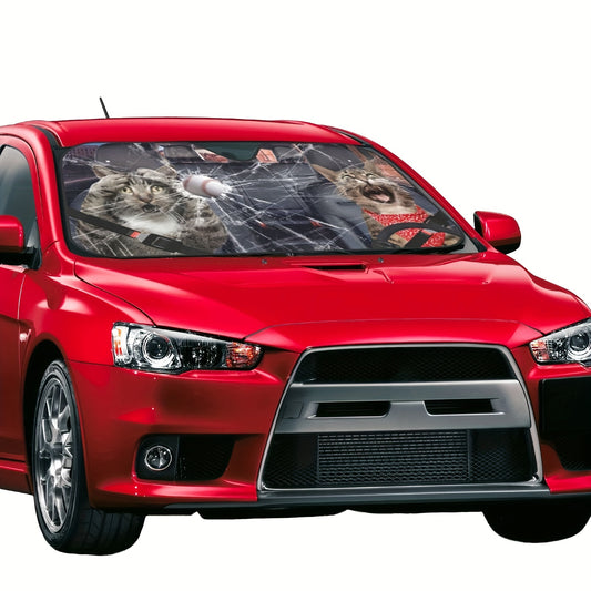 The Funny Cat Aluminum Film Sunshade for Cars is a playful and practical way to beat the summer heat. This top-of-the-line sunshade feature aluminum film to reflect sunlight and keep your car cool. Enjoy a comfy ride, minus the heat!