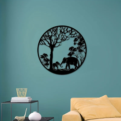 Metal Forest Elephant Wall Art Decorations: Exquisite Mother and Baby Elephant Sculpture for Living Room, Corridor - Perfect Mother's Day Gift