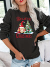 Christmas Santa & Tree Pattern Pullover Sweatshirt, Casual Long Sleeve Crew Neck Sweatshirt For Fall & Winter, Women's Clothing