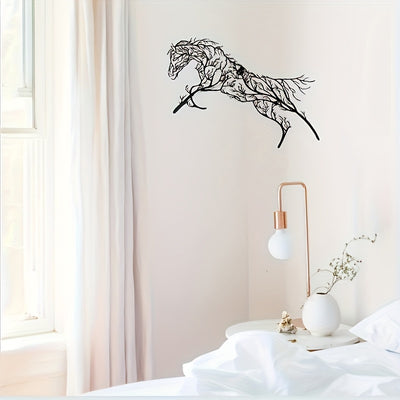 Rustic Elegance: Iron Horse Branch Wall Decoration - Metal Horse Silhouette Craft for Living Room, Bedroom, Study, or Outdoor Spaces