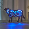 Moo-velous Milk Cow Wooden Art Animal Statues: Illuminate Your Space with LED Night Light Delight!