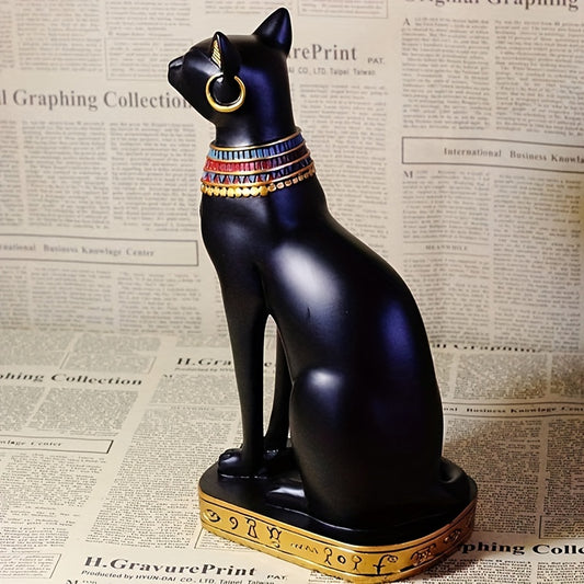 Resin Egyptian Goddess Cat Decorative Statue: A Majestic Ancient Egypt Bastet Sculpture for Exquisite Home Décor