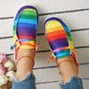 Rainbow Striped Canvas Shoes for Women - Lightweight and Comfortable and Versatile Walking Shoes