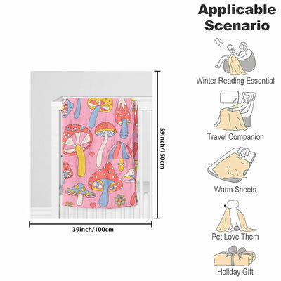 Cozy Cartoon Mushroom Flannel Blanket: A Multi-Purpose All-Season Gift for Kids and Adults