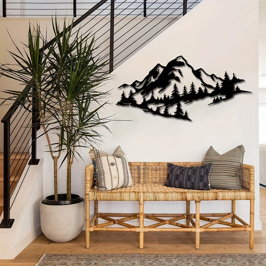 This exquisite metal art silhouette wall hanging is the perfect gift for any mountaineering enthusiast. Crafted with an attention to detail, this piece captures the rustic and timeless beauty of nature. The intricate contours of the metal add a unique and rich texture to your home. Show your love for the outdoors with this captivating wall hanging.