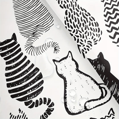 Whimsical Cat Shower Curtain: A Charming and Durable Bathroom Décor for Cat Lovers and Kids