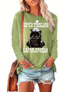 Fashionable and Fun: Women's Plus Size Casual T-Shirt with Hilarious Cat Slogan Print