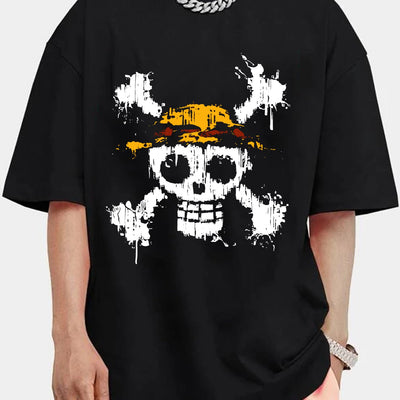 Skull Pattern Men's Summer Graphic T-Shirt: Casual and Comfy Tees for Stylish Men