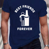 Best Friends Letter Print T-Shirt: Elevate Your Summer Casual Street Style with this Stretch Round Neck Tee Shirt