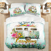 Fresh and Stylish: 3PCS Fashion Duvet Cover Set with Cactus, Flower, Car Prints - Perfect for Bedroom or Guest Room Décor