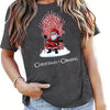 Festive Santa Print T-Shirt: A Casual and Stylish Addition to Your Women's Clothing Collection