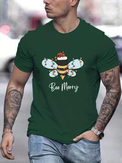 Buzzy Christmas Cheer: Men's Trendy T-Shirt for Stylish Summer Outdoor Looks - Ideal Gift for Men