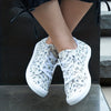 Cute and Comfortable: Women's Kawaii Cat Print Canvas Shoes - Lightweight Lace-Up Sneakers for Casual Outdoor Style