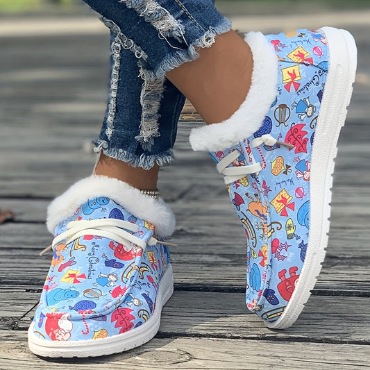 Christmas Wonderland: Women's Winter Snow Shoer with Santa Claus, Snowman, Sleigh, and Elk Designs – Stylish, Comfortable, and Warm!