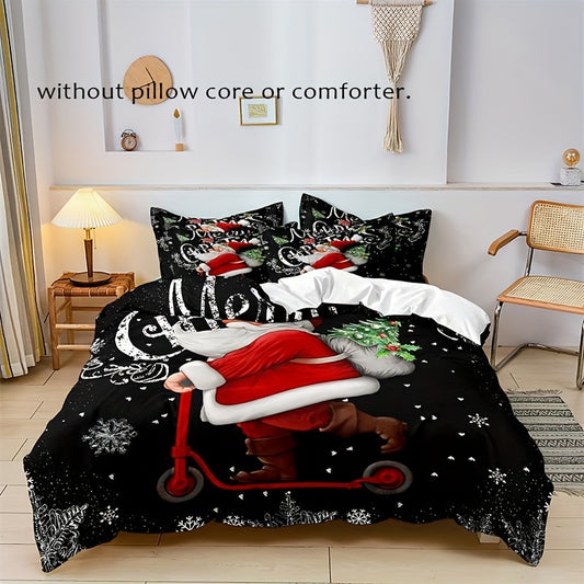 Skateboarding Santa Claus: A Playfully Funny Christmas Duvet Cover Set for Cozy Comfort