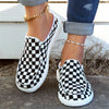 Fashionable Checkerboard Women's Canvas Slip-On Loafers - Lightweight, Comfortable, and Stylish