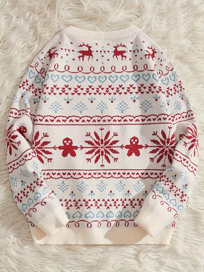 Winter Wonderland: Christmas Snowflake Knitted Pullover Sweater - Stay Cozy and Stylish This Season!