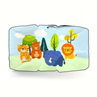 Retractable Cartoon Animal Car Windshield Sunshade: Protect Your Car from Heat and UV Rays with Style!